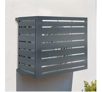 IDMARKET Cache climatiseur 95 x 50 x 80 cm métal gris anthracite protection unité extérieure pour pompe à chaleur