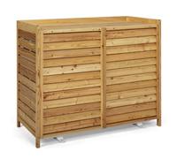 IDMARKET Cache climatiseur 95 x 50 x 80 cm bois naturel protection unité extérieure pour pompe à chaleur