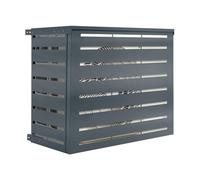 IDMarket - Cache climatiseur métal gris anthracite | 110 x 55 x 80 cm, protection unité extérieure pour pompe à chaleur