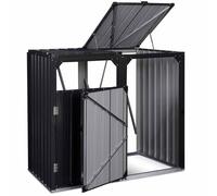IDMarket - Cache Poubelle Double en Acier Gris Anthracite