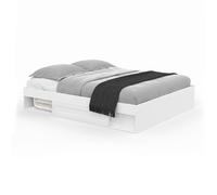 IDMarket - Cadre de lit Double Salem avec rangements et sommier 140 x 190 cm Blanc