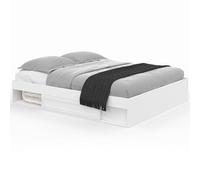 IDMarket - Cadre de lit Double Salem avec rangements et sommier 160 x 200 cm Blanc