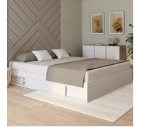 IDMarket - Cadre de lit Double Salem avec rangements et sommier 180 x 200 cm Blanc