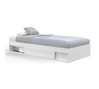 IDMarket - Cadre de lit simple Salem avec rangement et sommier 90 x 190 cm blanc