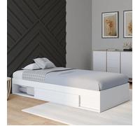Cadre de lit simple salem avec rangement et sommier 90 x 190 cm blanc