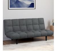 IDMARKET Canapé clic clac 3 places capitonné SALOME en tissu gris anthracite