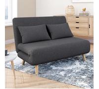 IDMARKET Canapé convertible ROMEO lit d'appoint 2 places 120 x 190 cm tissu gris anthracite