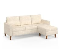 IDMarket - Canapé d'angle réversible 3 Places Marius Tissu Chenille Beige | Avec méridienne d'angle droit ou gauche, longueur 200 cm