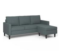 IDMarket - Canapé d'angle réversible 3 Places Marius 200 cm en Tissu Gris Anthracite