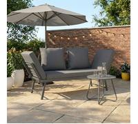 IDMarket - Canapé de Jardin, Banquette Convertible NOLA 2/3 Places avec accoudoirs inclinables métal et Coussins Gris Anthracite