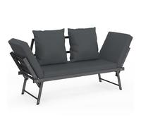 IDMarket Canapé de jardin convertible NOLA 2/3 places accoudoirs inclinables métal gris anthracite