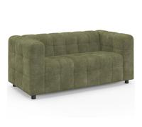 IDMarket - Canapé Droit 2 Places capitonné AMANCE en Tissu Chenille Vert Kaki