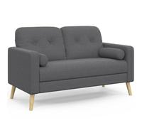 Canapé droit scandinave 2 places CLAIRE en tissu gris anthracite