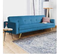 IDMARKET Canapé droit scandinave 3 places convertible LARS en tissu bleu canard