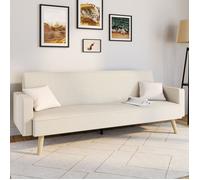 IDMARKET Canapé droit scandinave 3 places convertible LARS en velours côtelé beige