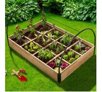 IDMarket - Carré Potager 12 Compartiments + Housse Serre châssis
