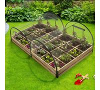 IDMarket Carrés potager 1,15x0.80 m 12 compartiments + housses Lot de 2