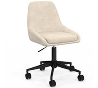 IDMarket - Chaise de Bureau pivotante Martin en Tissu Chenille Beige | Hauteur réglable, avec roulettes