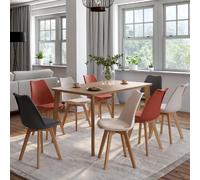 IDMARKET Lot de 8 chaises de salle à manger SARA scandinaves gris foncé x2, terracotta x3, beige x3