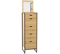 IDMarket - Chiffonnier 5 tiroirs Detroit 40 cm avec Miroir Meuble d'entrée Design Industriel
