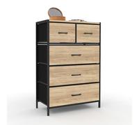 IDMARKET Chiffonnier 5 tiroirs en tissu UTAH 60 cm commode semainier design industriel