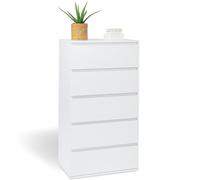 IDMarket - Chiffonnier 5 tiroirs TOMI 60 cm Commode semainier Bois Blanc