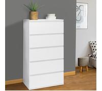 IDMarket - Chiffonnier 5 tiroirs TOMI 60 cm Commode semainier Bois Blanc