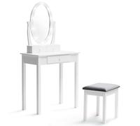 IDMarket Coiffeuse Bella avec miroir LED et tabouret Blanc