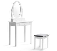 IDMarket – Coiffeuse Betty – avec miroir et tabouret – Blanc