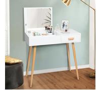 IDMarket - Coiffeuse scandinave Lisa Miroir Rabattable Blanche