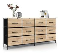 IDMarket - Commode 12 tiroirs en Tissu Utah 140 cm Meuble de Rangement Design Industriel