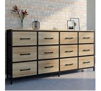 IDMarket - Commode UTAH 12 tiroirs 140 cm tissu design industriel