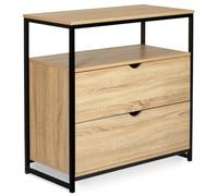 IDMarket – Commode Detroit 2 tiroirs design industriel avec étagère Noir
