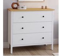 IDMARKET Commode 3 tiroirs ACHILLE 80 cm bois blanc plateau bois