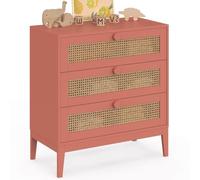 Commode 3 tiroirs ADELIE enfant cannage et vieux rose