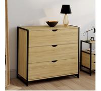 IDMARKET Commode 3 tiroirs DETROIT 80 cm design industriel