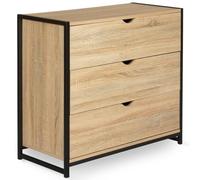 IDMarket Commode DETROIT 3 tiroirs 80 cm design industriel Noir