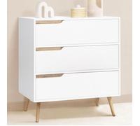 IDMARKET Commode 3 tiroirs HELSINKI 80 cm scandinave blanc