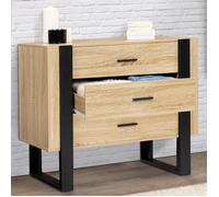 IDMARKET Commode 3 tiroirs PHOENIX 80 cm bois et noir