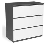 Commode 3 Tiroirs Tomi Bois Blanc Et Gris