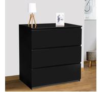 Commode 3 tiroirs TOMI bois noir