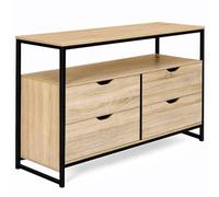 IDMarket Commode DETROIT 4 tiroirs 110 cm design industriel avec étagère