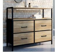 IDMarket - Commode 4 tiroirs en Tissu Utah 80 cm Meuble de Rangement Design Industriel