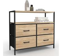IDMarket - Commode 4 tiroirs en Tissu Utah 80 cm Meuble de Rangement Design Industriel