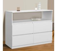 IDMARKET Commode 4 tiroirs TOMI 100 cm avec niche bois blanc