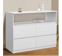 IDMarket - Commode 4 tiroirs TOMI 100 cm avec Niche Bois Blanc