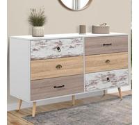 IDMARKET Commode 6 tiroirs BAHIA XXL 140 cm scandinave Blanc
