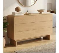 IDMARKET Commode 6 tiroirs CAPUCINE 115 cm façon hêtre design arrondi