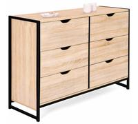 IDMARKET Commode DETROIT 6 tiroirs 115 cm design industriel