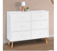 Commode 6 tiroirs EMMIE scandinave bois blanc
